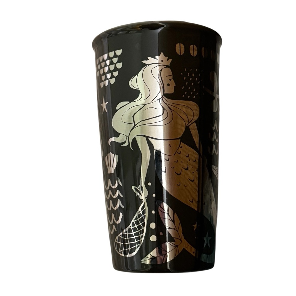 Starbucks Mermaid Siren Black & Silver Mug Coffee Travel Collectible 12oz 2017